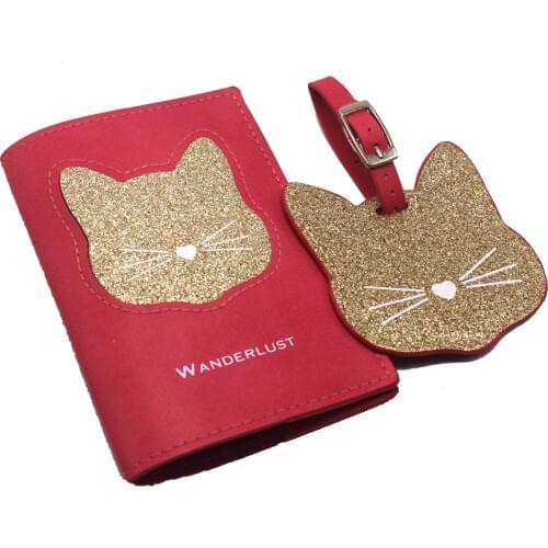 Zoukane Women Grils Travel Passport Cover&Luggage Tag Cat Label Name ID&Document Passport Holder CH03&LT24