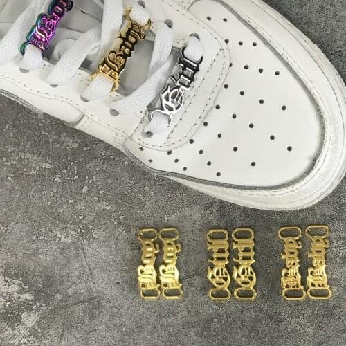 1Pair DIY Letter Shoelaces Buckle Decorations Sneaker Kits Metal Lace Buckle Stylish Sports Metal Kits Shoelaces Accessories
