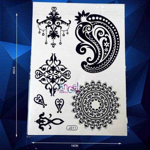 1PC Henna Round Designs Fake Water Transfer Temporary Tattoo Body Art Flower Tattoo Sticker ABJ11 Black Tatoo Totem Lace Pendant