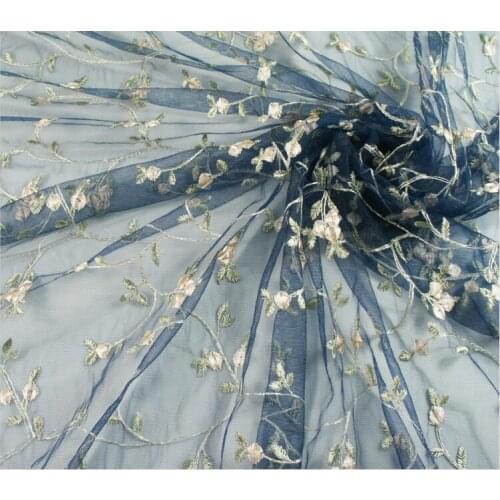 1 yard 130CM Wide New mesh Embroidery small Flower tulle Lace Fabric wavy wedding dress embroidered cloth