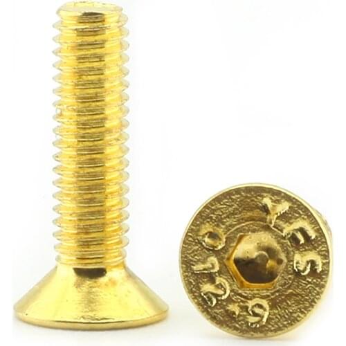 10pcs M2 M2.5 M3 M4 M5 DIN 912 High Tensile Grade 12.9 Flat Countersunk Head Plating Titanium Gold Hex Socket Screws Allen Bolts