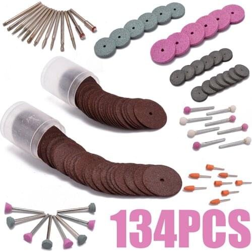 134Pcs Power Tools Electric Rotary Tool Wood Metal Polishing Engraving Accessory for Bit Set 1/8" Grinding Polish Cutting