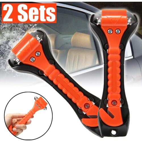 2 sets 2 in 1 Emergency Safety Hammer Steel Vehicle Safety hammer With Belt Cutter Car Glass Pane Window Rescue Tool