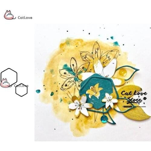 2PCS Hexagon Frame Metal Cutting Dies Stencils For DIY Scrapbooking Paper Card Decorative Craft Dies Embossing Die Cuts New 2019