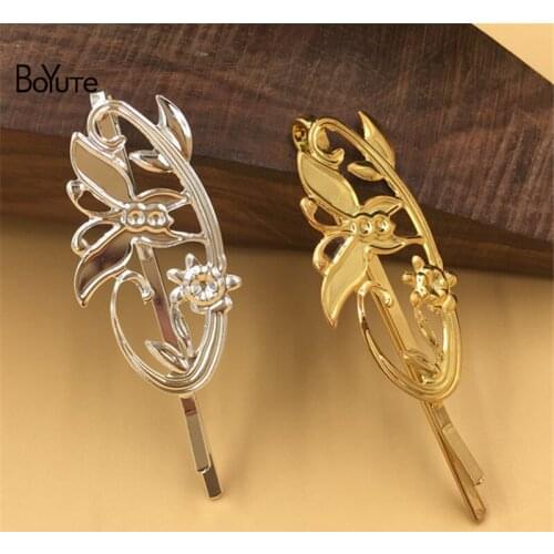 BoYuTe 20Pcs 38*20MM Butterfly Shape Hairpin Metal Iron Diy Women Hair Ornaments Accesories