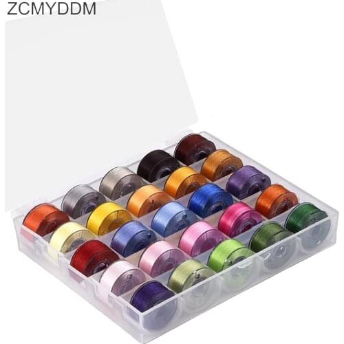 ZCMYDDM 25/36PCS Sewing Threads with Bobbin Case Plastic Storage Box for Sewing Machine Bobbins Spools DIY Home Sewing Tools