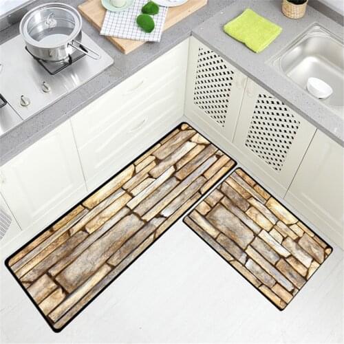 3D Stone Wall Printed Rugs Kitchen Area Rug For Bedroom Doormat Entrance Door Living Room Carpet Bathroom Mat Non-slip Absorb