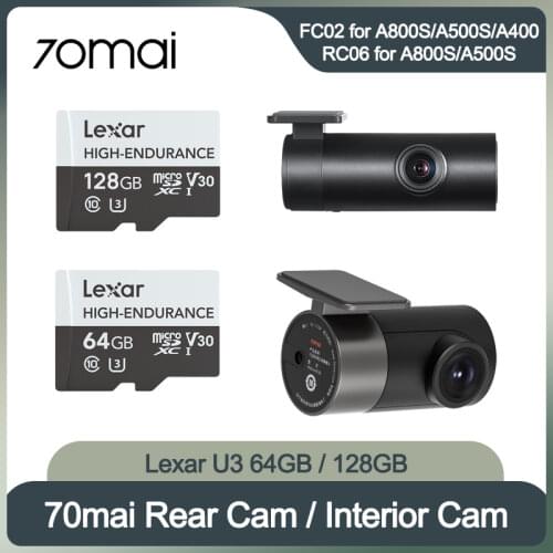 70mai Rear Dash Cam U3 SD Card 64GB for only 70mai Dash Cam A500S A800S
