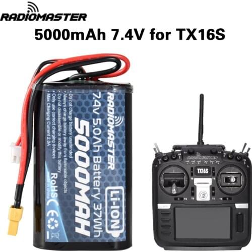 RadioMaster 5000mah 7.4V 2S 37wh Battery Accessories JST-XH and XT30 Plug for TX16S TX18S Remote Control Transmitter