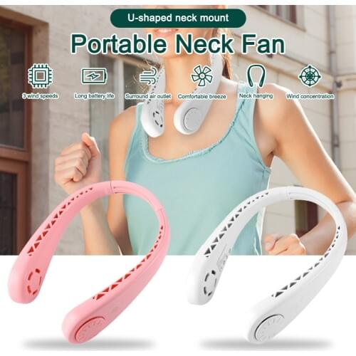 Mini Bladeless Fan Neck Fan USB Rechargeable Wearable Fan Mute Sports Fans for Home Office Outdoor