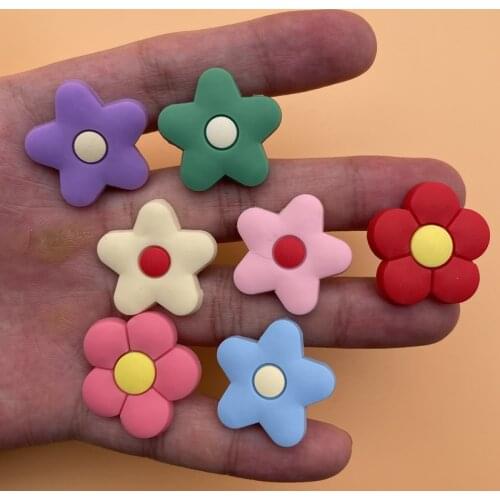 Freeshipping 1Pcs 7 Types Flowers Colorful Flowers Artificial Flowers Slipper Accessories Charms Fit Croc Jibz Kids Gifts