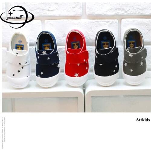 Size 1-6 Y Kids Flats Shoes Boys And Girls Spring Autumn Canvas Shoes Hook&loop Soft Bottom Anti-slippery Childrens Shoes K20