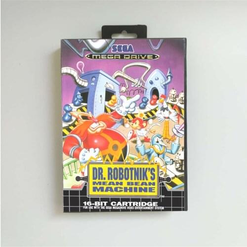 Dr. Robotniks Mean Bean Machine - EUR Cover With Retail Box 16 Bit MD Game Card for Sega Megadrive Genesis Video Game Console