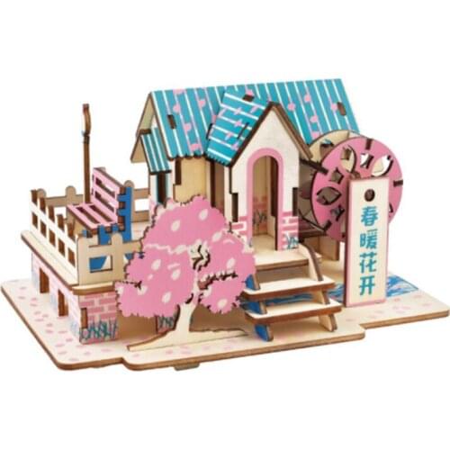 DIY Model toys 3D Wooden Puzzle Spring blossoms Wooden Kits Model Educational Puzzle Game Assembling Toys Gift for Kids P13
