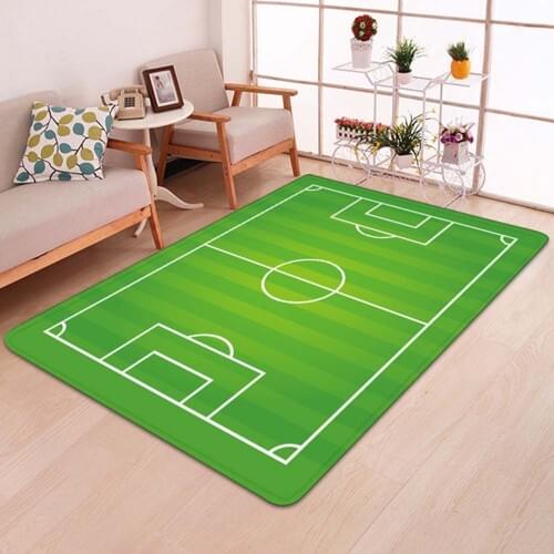 Polyester Fiber Carpet Football Field Pattern Carpet For Living Room Non-Slip Bedroom Floor Mat Soft And Comfortable 50*80cm