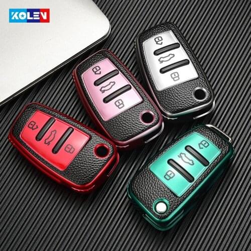 Leather + TPU Car Remote Key Cover Case Shell Fob For Audi A1 A3 A4 A5 A6 A7 A8 Q3 Q5 Q7 C5 C6 B6 B7 B8 8P 8L 8V Car Accessories