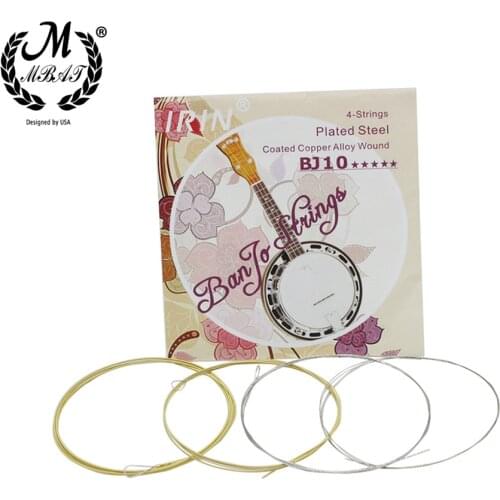 M MBAT 4Pcs/Set Banjo String Stainless Plated Steel Coated Copper Alloy Wound Musical Instrument Part Strings Accessories BJ10