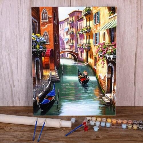Landscape Street Painting By Numbers Complete Kit Oil Paints 40*50 Boards By Numbers Wall Paintings For Handicraft