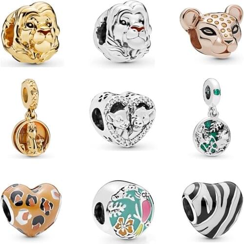 2021 New Alloy Bead Rose Sparkling Lion Princess Charm Enamel Fit Original Pandora Bracelet Bangle Necklace DIY Women Jewelry