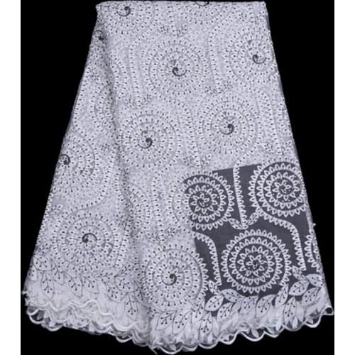 New African Lace Fabric Embroidery French Mesh White Color Tulle For Women Party Wedding Dress 5Yards