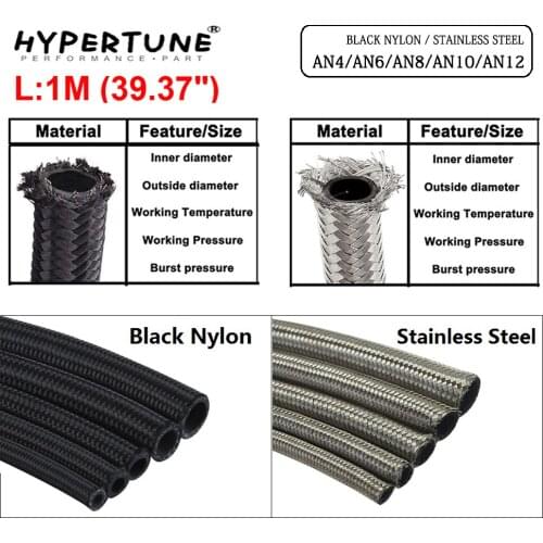 AN4 AN6 AN8 AN10 AN12 Braided Stainless Steel Fuel Hose Oil Gasoline Brake Line Hose For Racing Motorcycle Hose 1 Meter