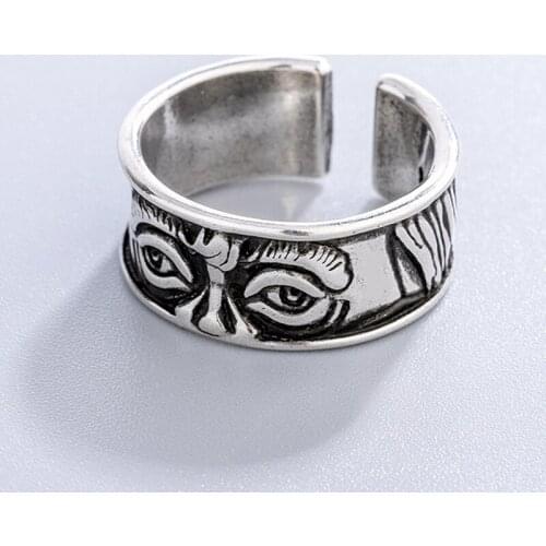 Personality Embossed Eye Opening Ring Fashion Design Retro Eye of God Ring Charm Womens Party Jewelry Birthday Gift
