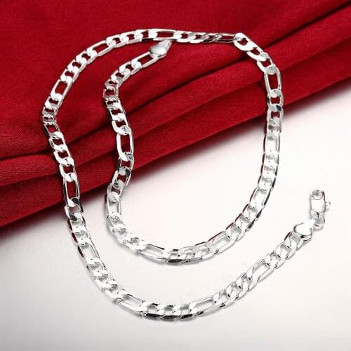 Hot sale 925 Sterling Silver Necklace for woman mens Jewelry classic 6MM chain 20 inches fashion fine Christmas gifts party