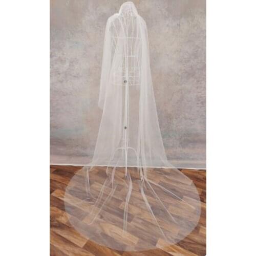 Simple white or ivory tulle veil single layer cathedral elegant bridal wedding blush veil