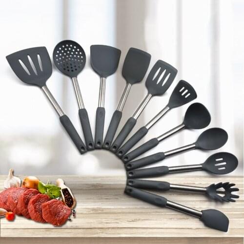 11 Pcs/set Silicone Kitchenware Cooking Utensils Set Long Handle 32-35 CM Non-stick Cookware Spatula Kitchen Cooking Tool