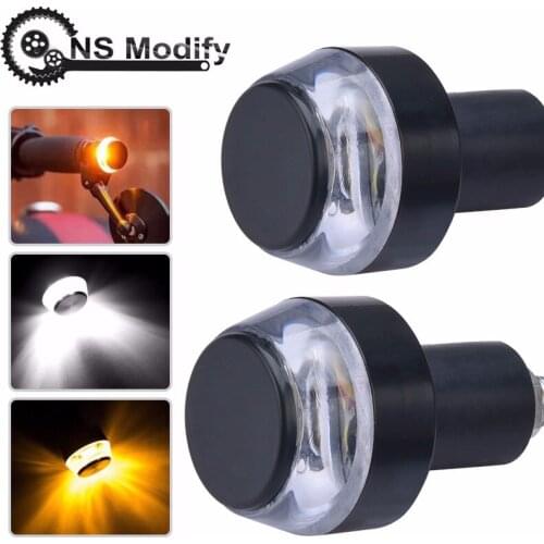 NS Modify 12V 22mm Motorcycle Handlebar End Turn Signal Light Indicator Flasher Handle Bar Blinker Side Marker Lamp LED Light