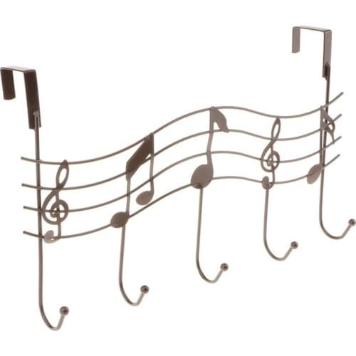 Over The Door Hanger Rack 5 Hooks Home Office Bathroom Coat Towel Musical Note fkxe