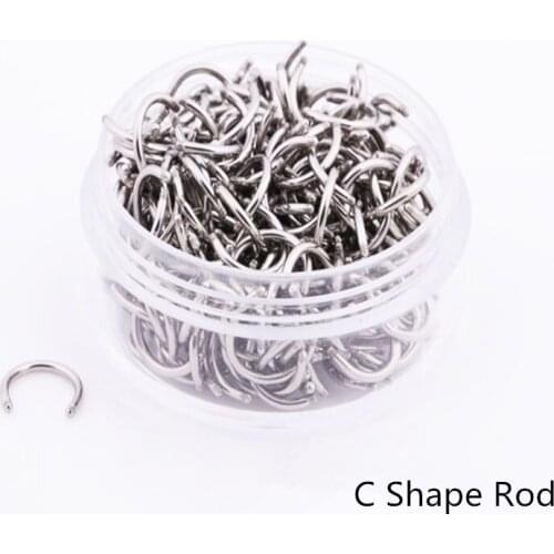 100Pcs Stainless Steel Jewelry Screw Body Piercing Jewelry Accessories Thread Rolling Straight Rod Bent Rod Wire Rods Horseshoe