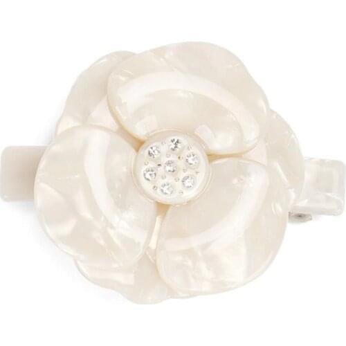 Flower Hair Barrette - Hair Clip for Women Girl Hair Accessory Ornament - Retro Cellulose Acetate for Tiara Dance Party Daily