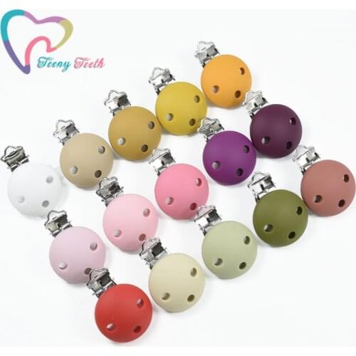 2 PCS Candy Round Shaped Pacifier Clips Food Grade Silicone Baby Pendants Pacifier Chain Accessories Baby Teething Chewable Toys