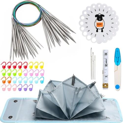 14pcs Circular Knitting Needles Set Crochet Needles For DIY Knitting Scissors Needles Crochet Para Tejer Sewing Tool Set