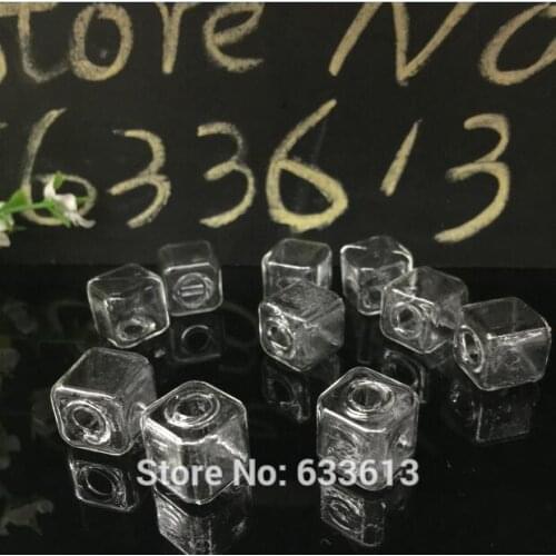 20pieces/lot 10mm 13mm 15mm squares Glass Bubble with cap pendant set jewelry finidngs fashion accessories glass globe vial