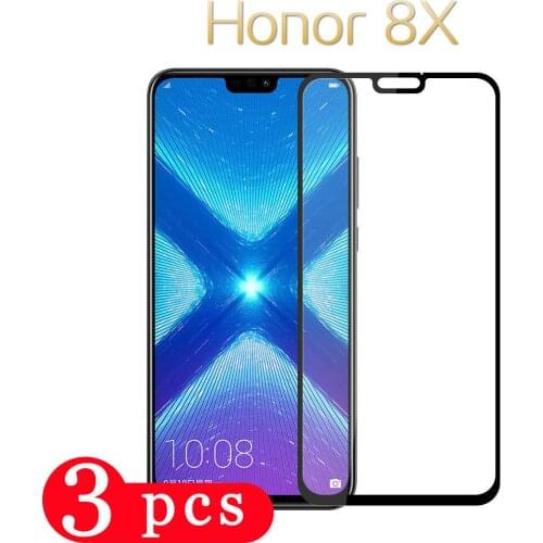 3Pcs full cover tempered glass for huawei honor 8X max 8A pro 8 lite 8s 8c on the glass phone screen protector protective film