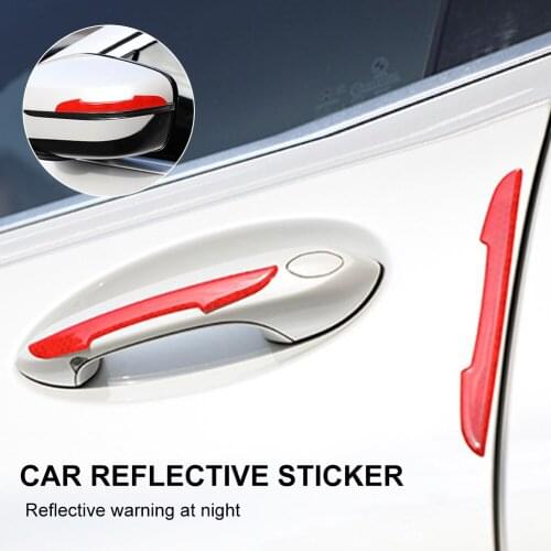 4pcs Universal Car Door Edge Guard Reflective Anti-collision Protection Strips Rearview Mirror Door Handlebar Bumper Protector