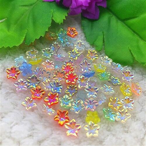 40PCS 6mm AB Resin Flower Rhinestone Flatback Wedding Diy Button Crafts