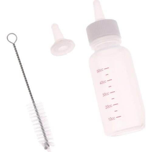 50ml Nursing Feeding Tool Pet Milk Bottle+Cleaning Brush Nipples Pacifier