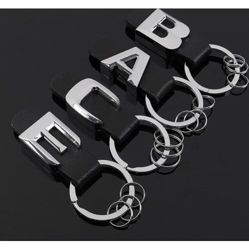 Car Letter keychain For Mercedes Benz A B C D E G M S GL SL ML 3D Metal Leather Strap Key Ring