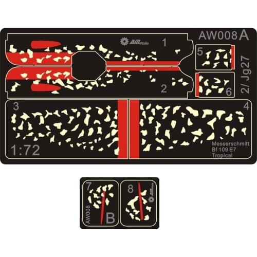 AW008 1/72 Messerschmitt Bf 109 E-7 Tropical Camo Set.1 Coloring Tools