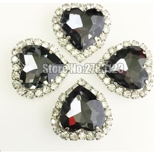 Free shipping 12mm 10pcs/20pcs heart Crystal buckle,gray AAA Glass Crystal sew on rhinestones diy/clothing accessories SKHY03