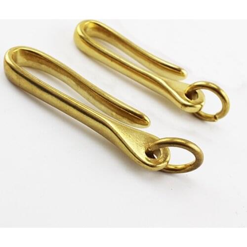 Free shiping Fish Hook Solid Brass KeyChain Key Ring Belt U Hook Wallet Chain buckle belt fittings Handmade DIY Jeans Chains
