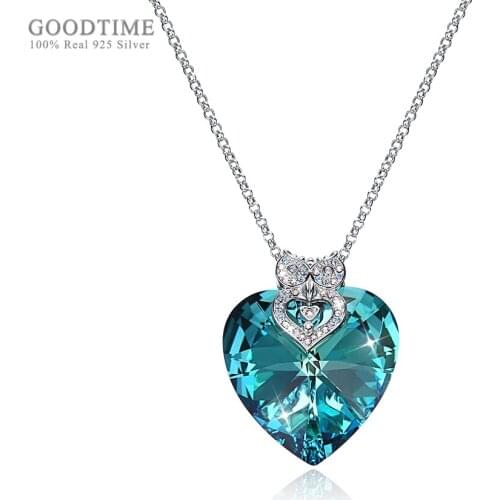 Crystal Necklace 925 Sterling Silver Zircon Owl Pendent Love Heart Long Sweater Chain Necklace For Women Party Fashion Jewelry