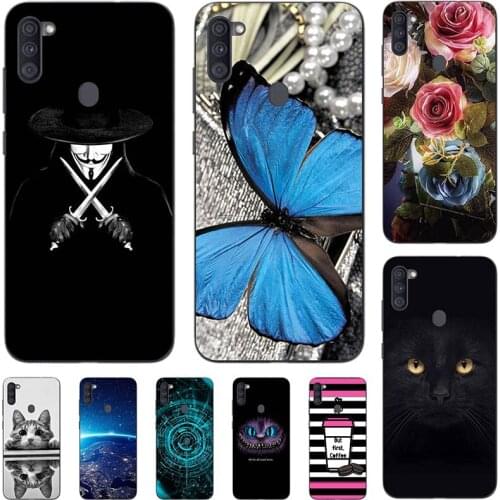 Phone Case For Samsung Galaxy A12 A125F Soft TPU Relief Silicone Case Animal Cat Cover Coque