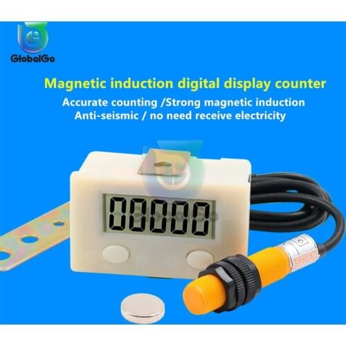 5 LCD Digital Punch Counter Meter Industrial Magnetic Proximity Sensor Switch Microswitch Electronic Counter 0-99999 5AA Battery