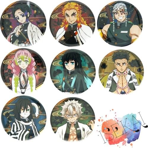 Demon Slayer: Kimetsu no Yaiba Anime Badge Tomioka Giyuu Muichirou Rengoku Kyoujurou Sanemi Mitsuri Metal Badge Brooch Pins
