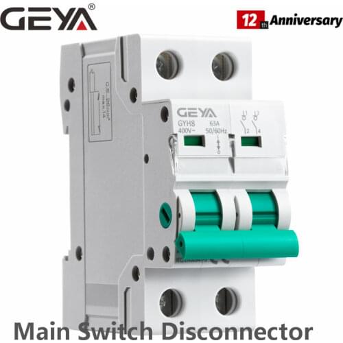 Din Rail 2Pole Main Switch Function Disconnector Switch Isolator Circuit Breaker 400VAC DP Breaker GEYA GYH8
