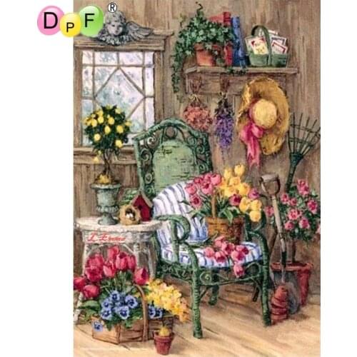 DPF DIY Flower house 5D square diamond painting cross stitch crafts diamond embroidery wall painting home decor mosaic
